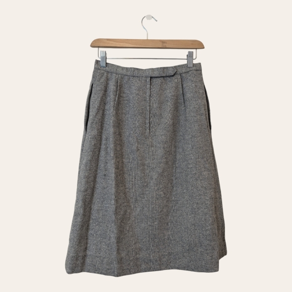 🩶 Vintage Wool Tweed Pleated A-Line Midi Skirt, XS/S - Picture 4 of 10
